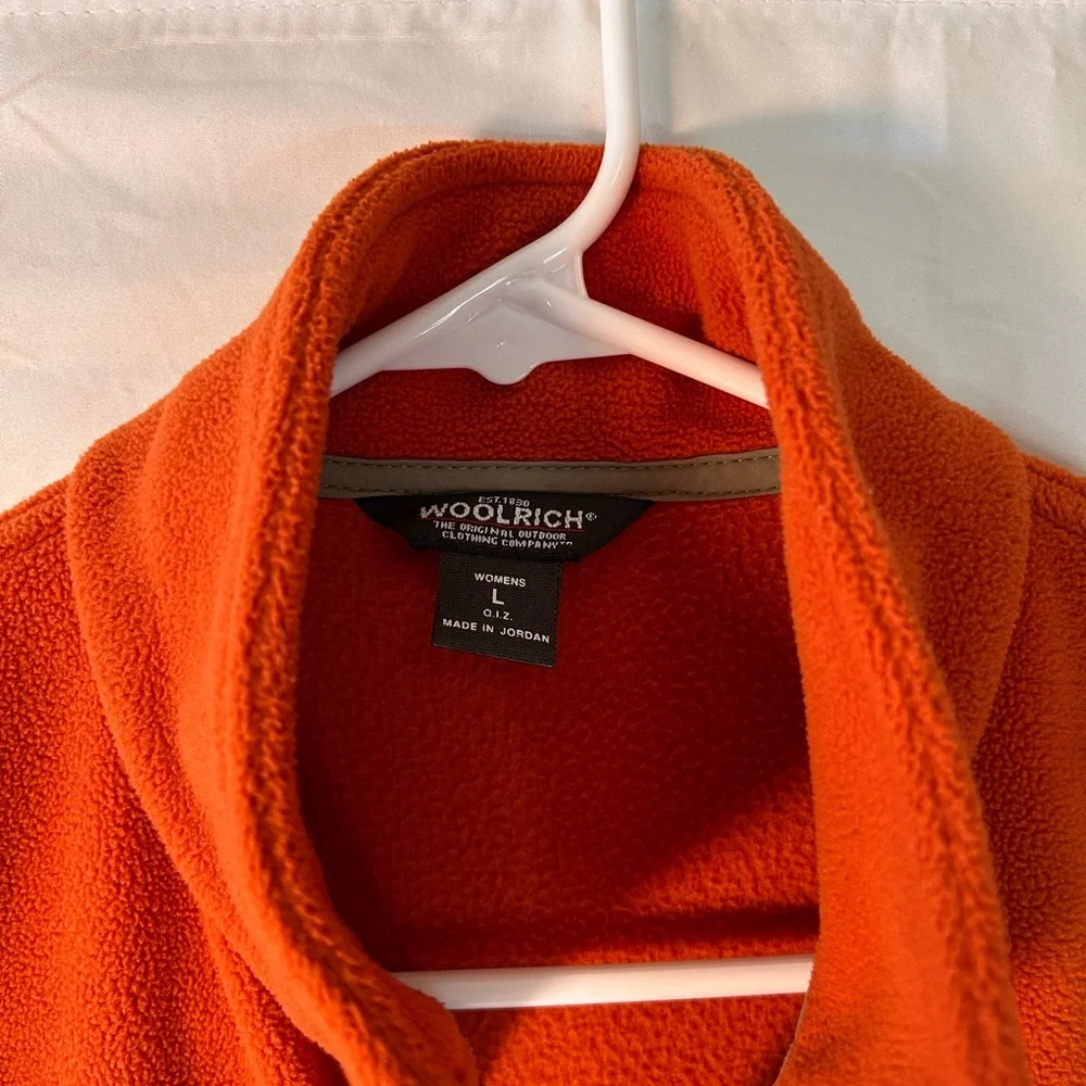 Woolrich Orange Fleece Vest Full Zip‎ and Pockets Women’s Size Large